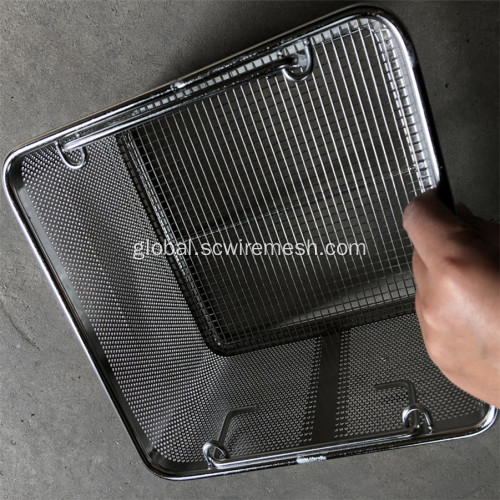 China Welded Stainless Steel Wire Basket with Handle Factory